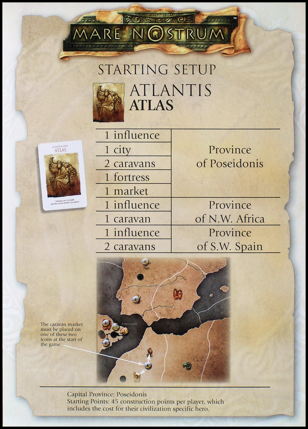 Mare Nostrum Mythology Expansion - Atlantis Setup Card