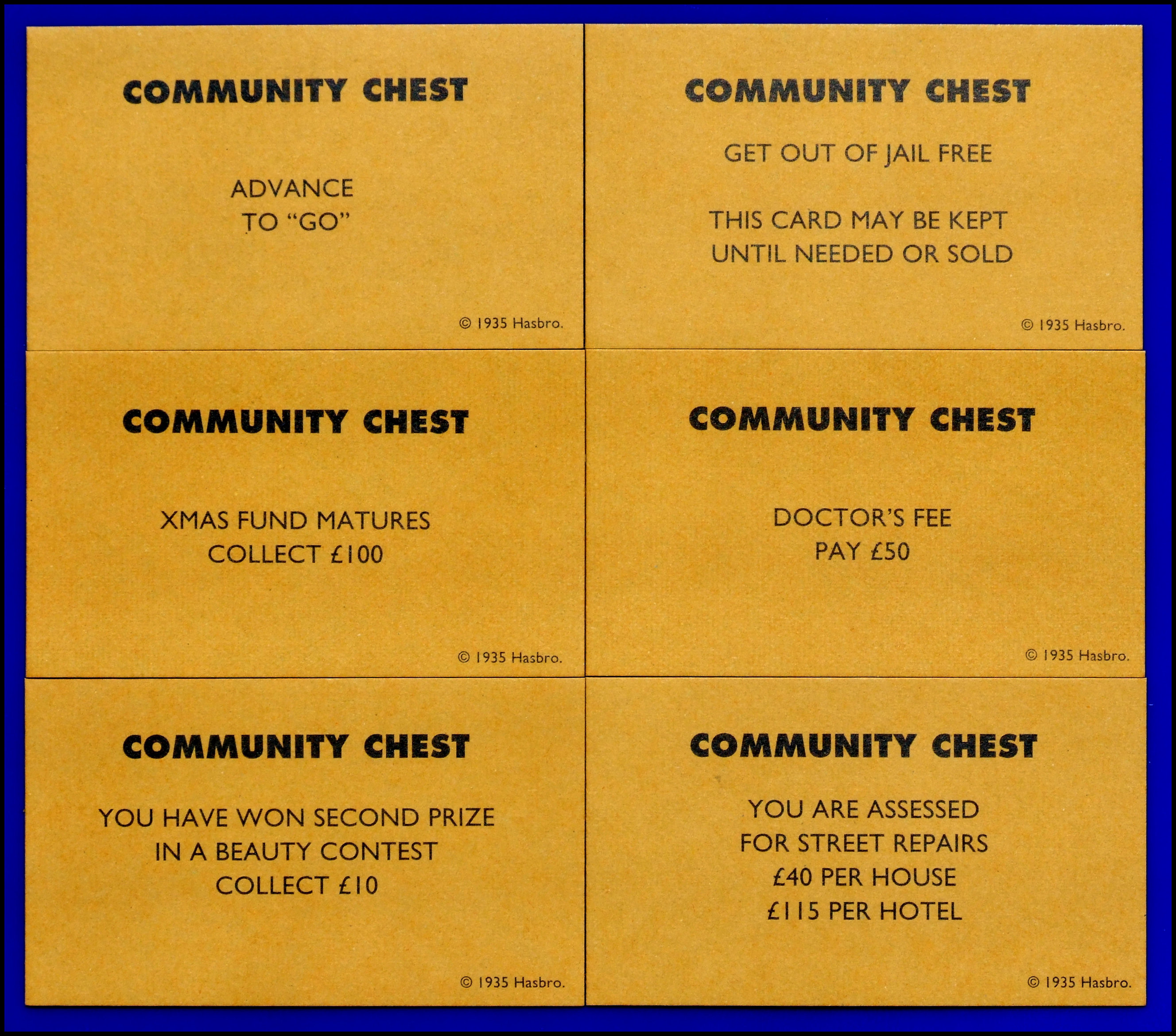 Monopoly - Community Chest Cards
