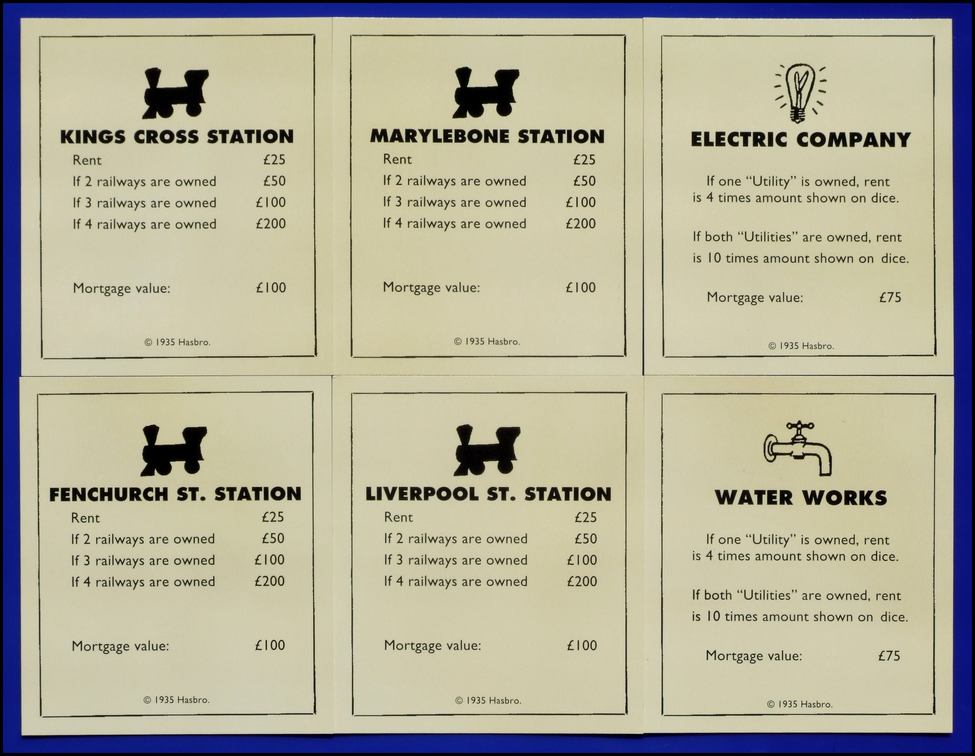 Monopoly - Railway Stations And Utility Companies