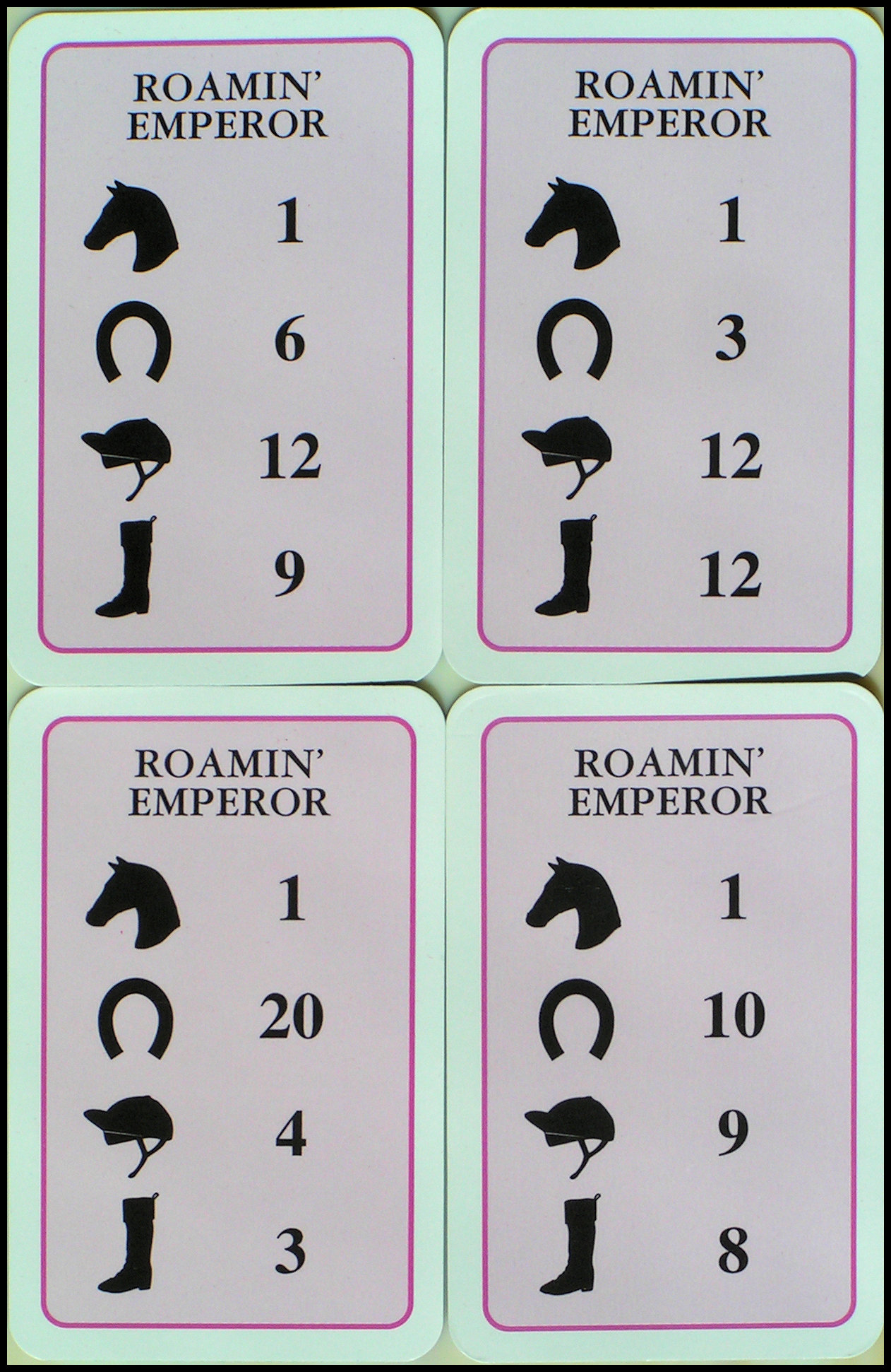 Turf Horse Racing - The Four Roamin' Emperor Cards