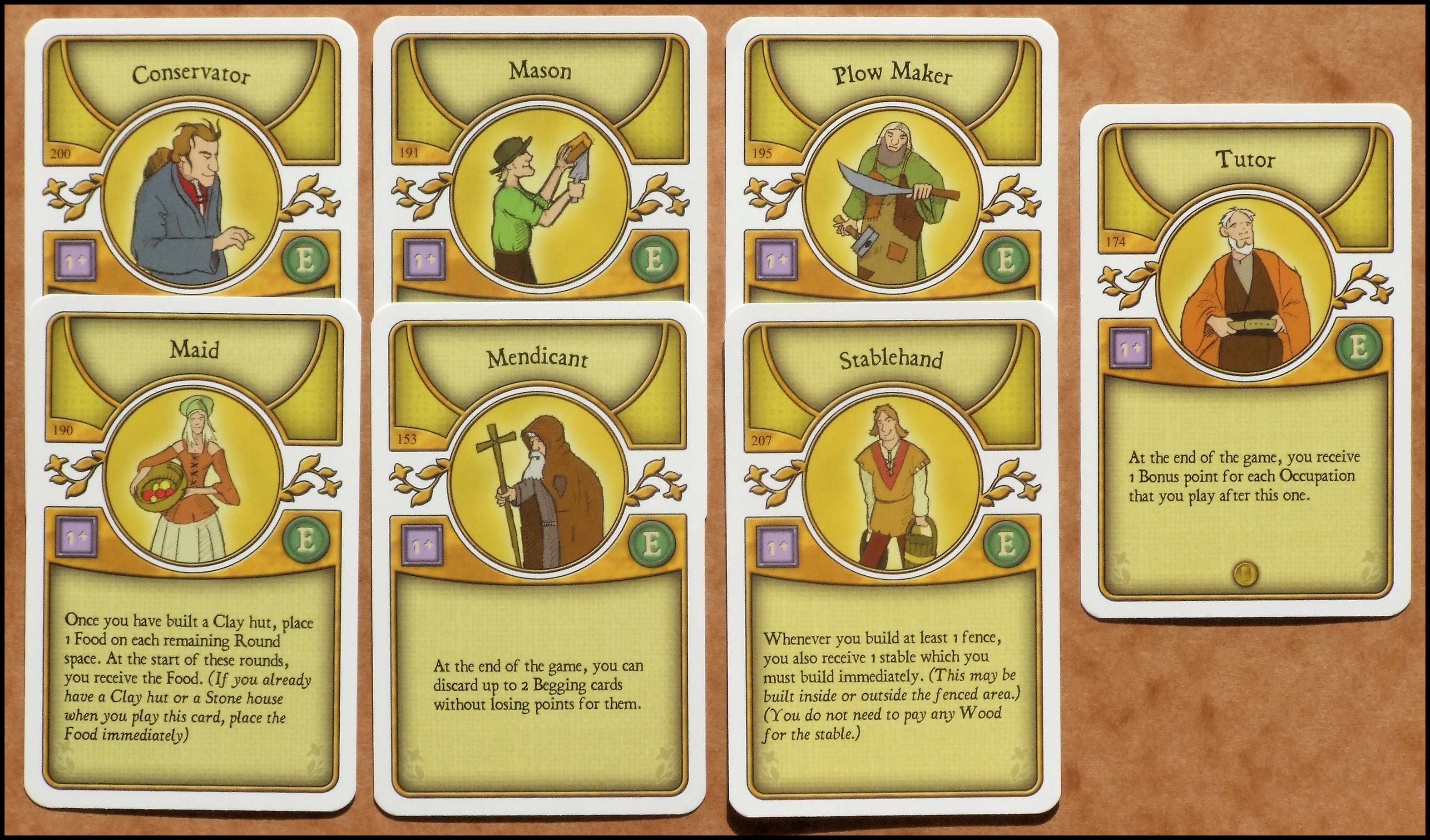 Agricola - Sample Starter Hand Of Occupations