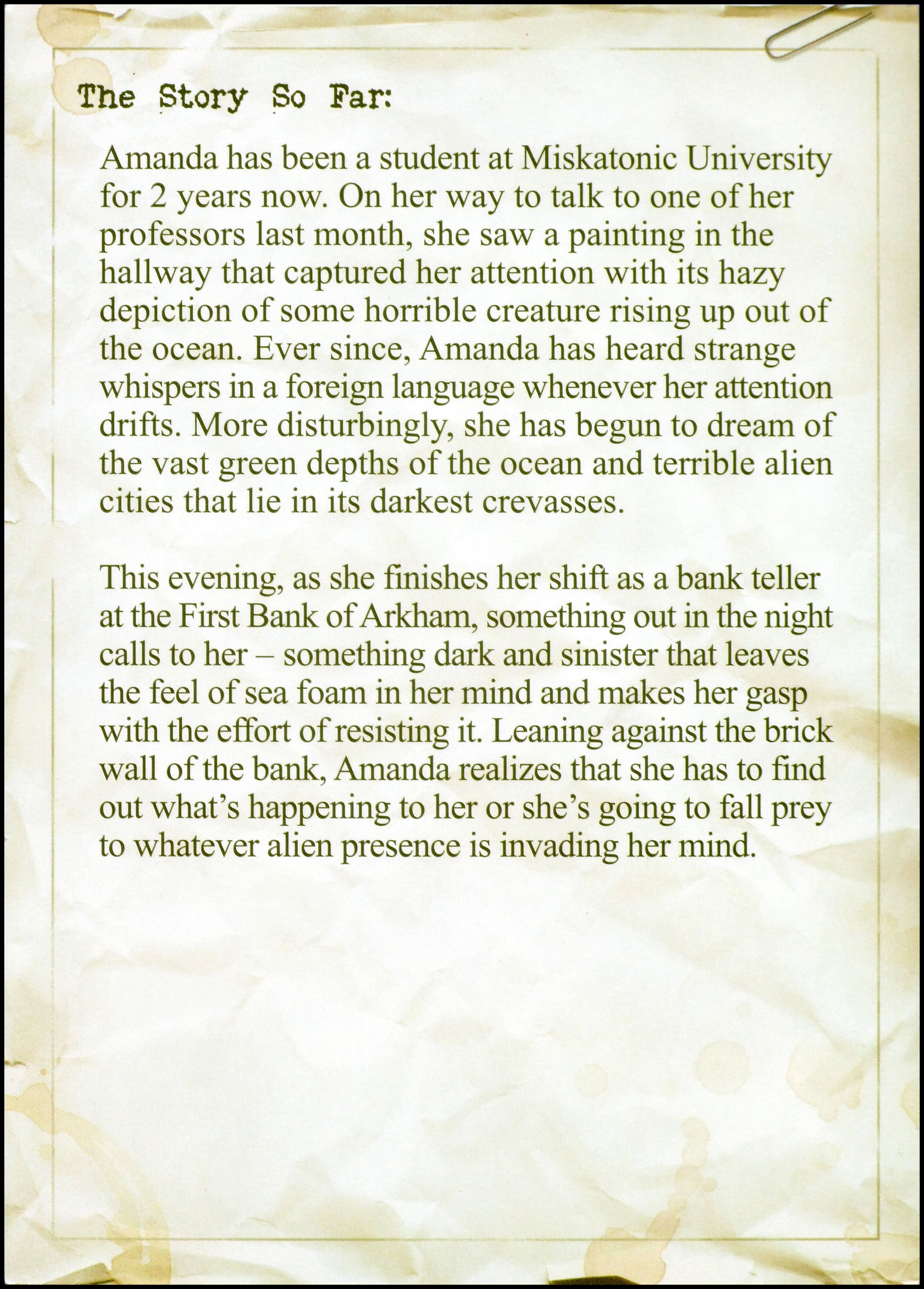 Arkham Horror - Amanda Card Back