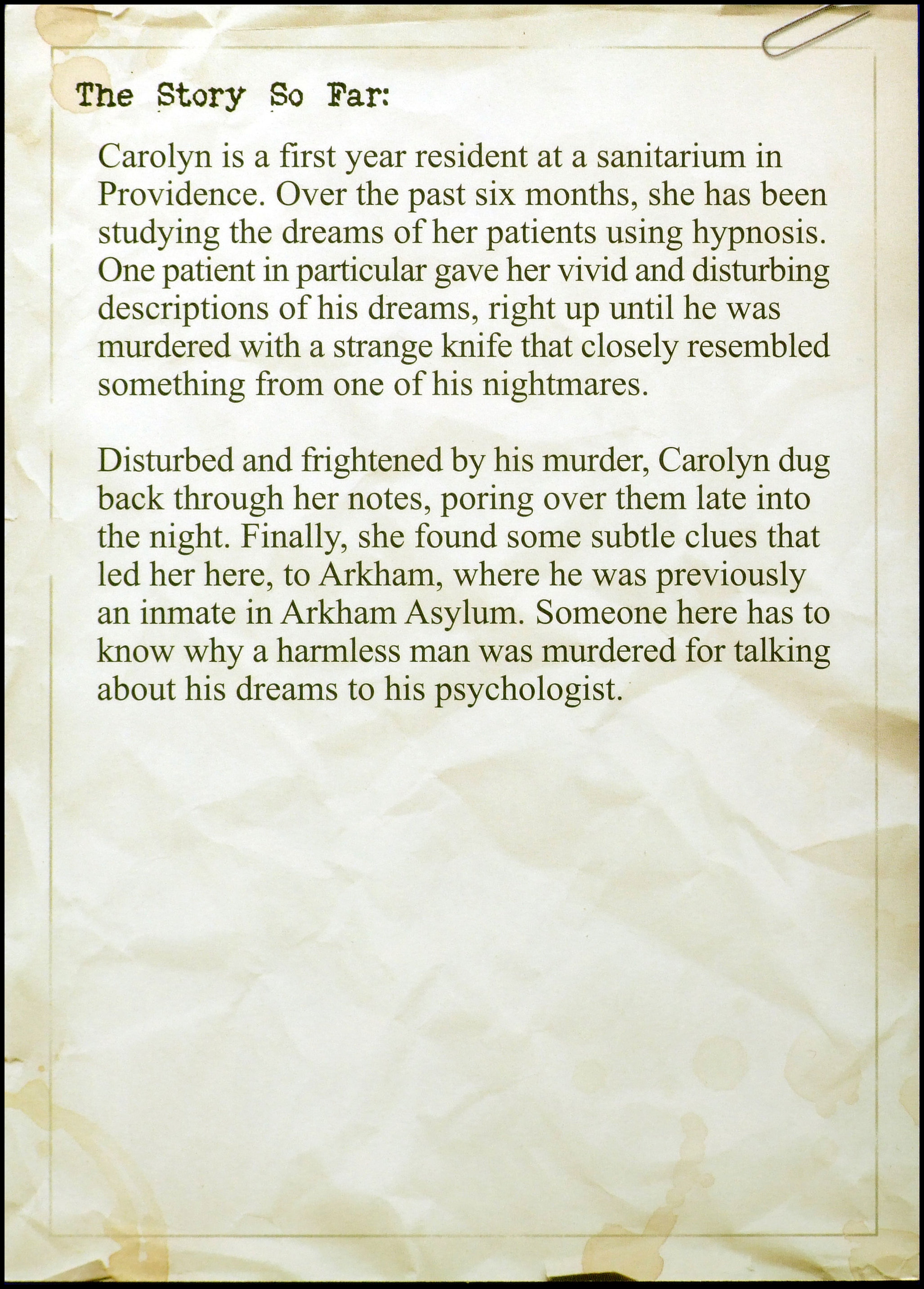Arkham Horror - Carolyn Card Back