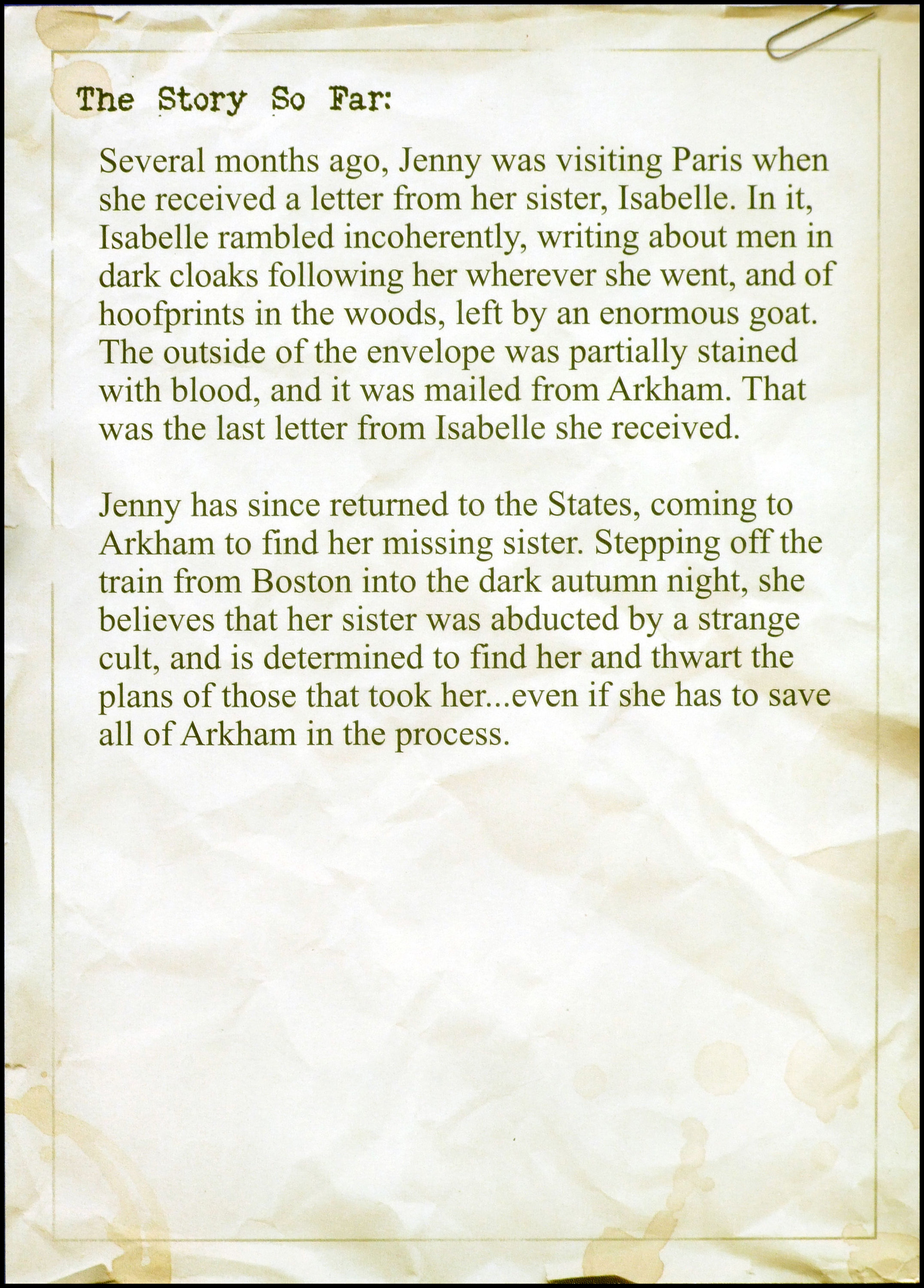 Arkham Horror - Jenny Card Back