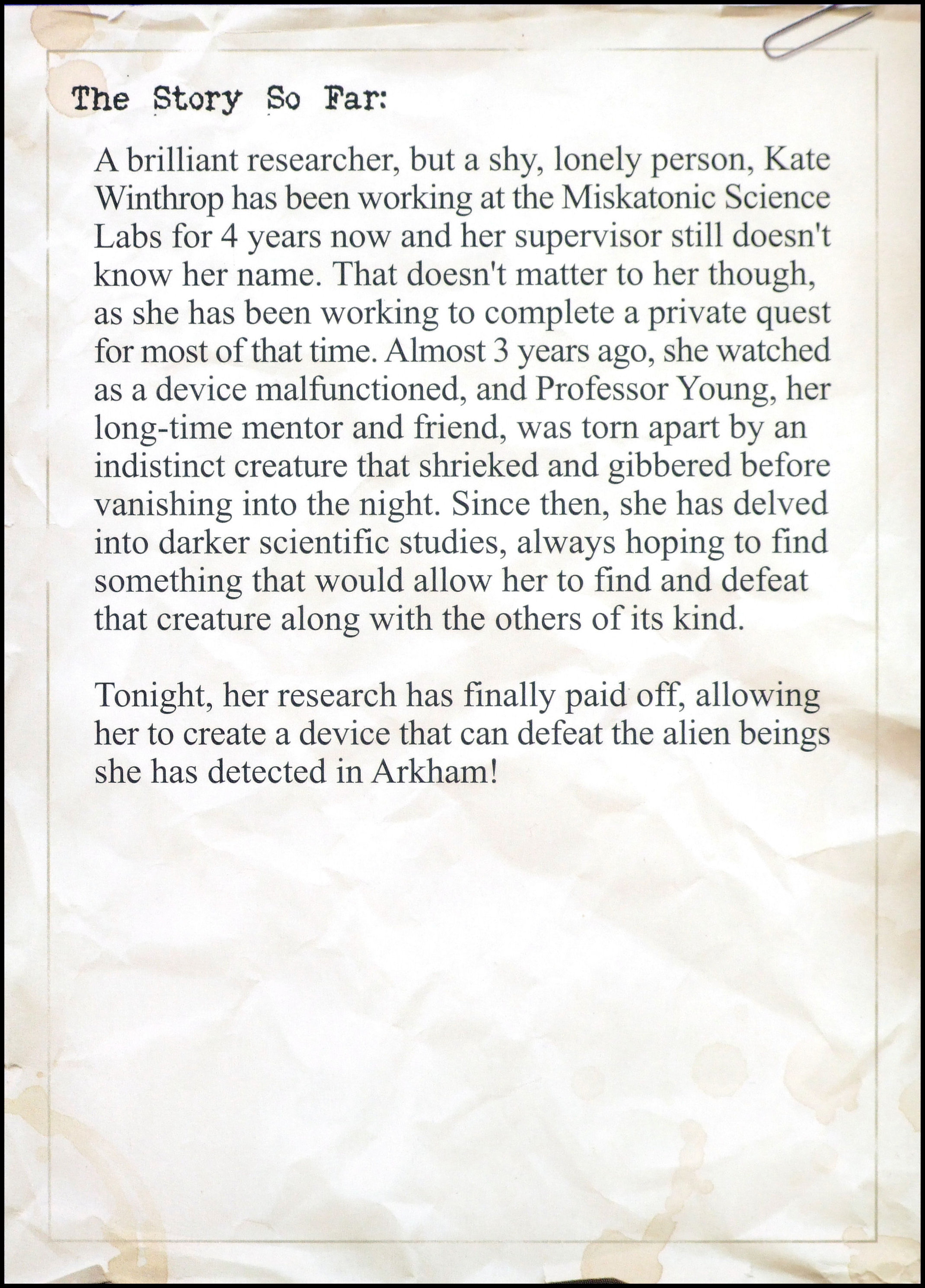 Arkham Horror - Kate Card Back