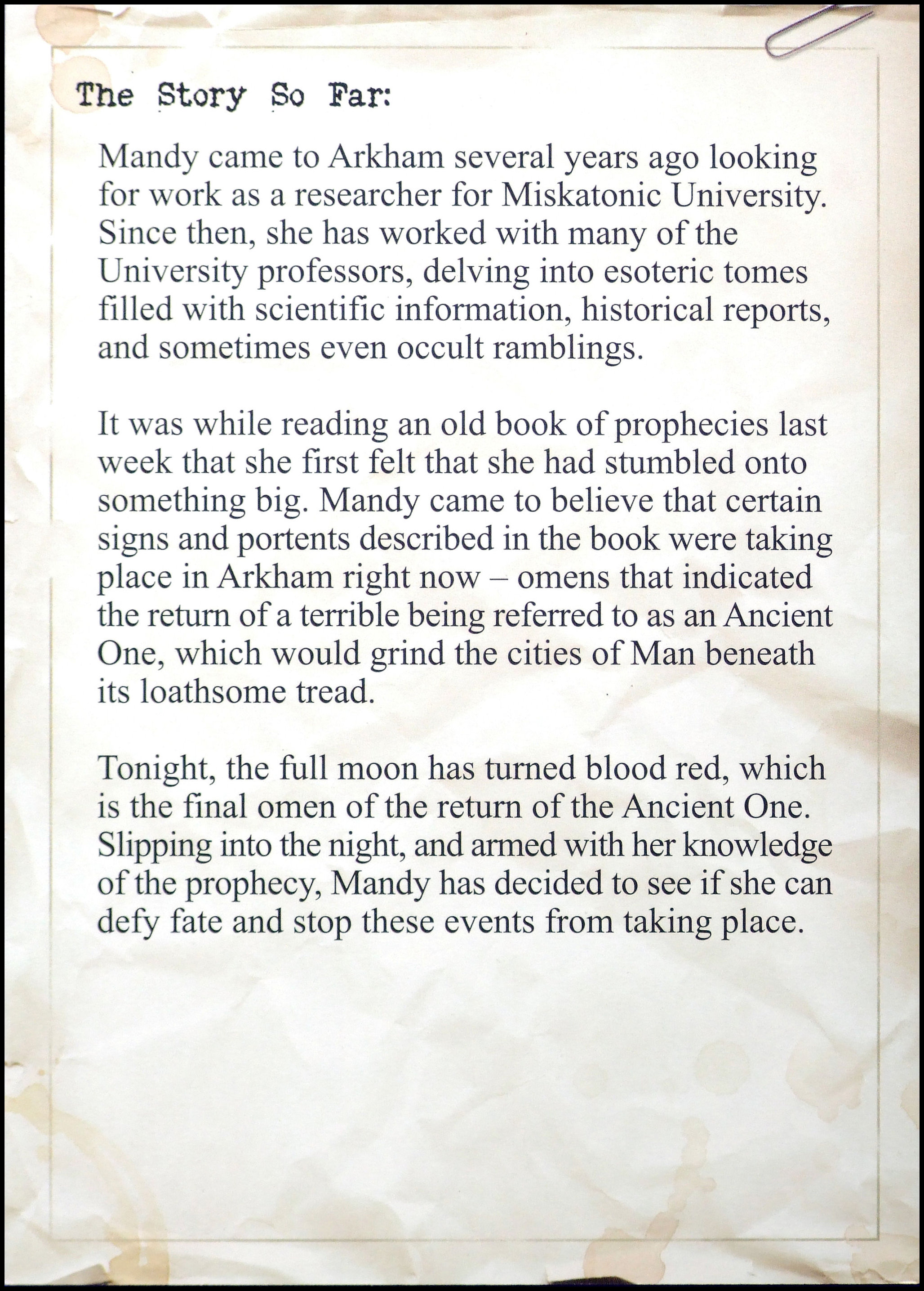 Arkham Horror - Mandy Card Back