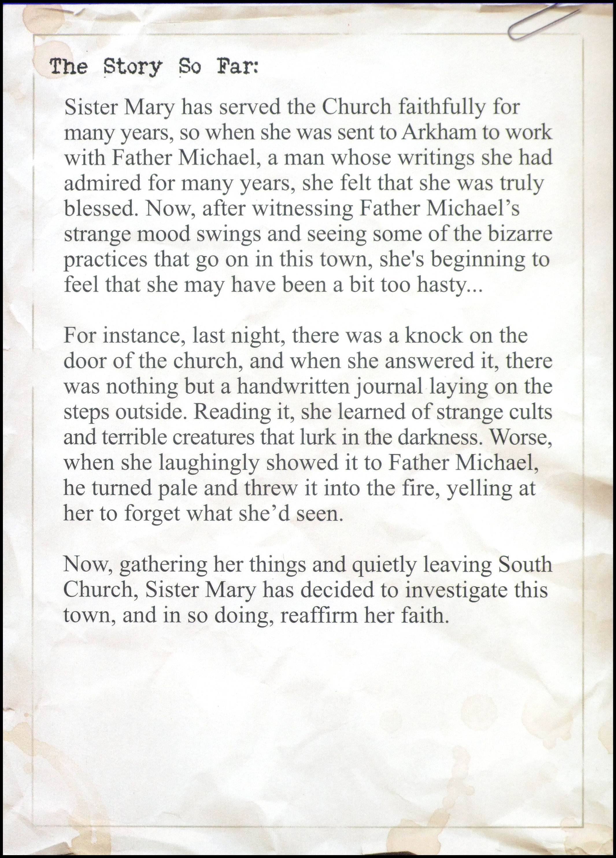 Arkham Horror - Sister Mary Card Back