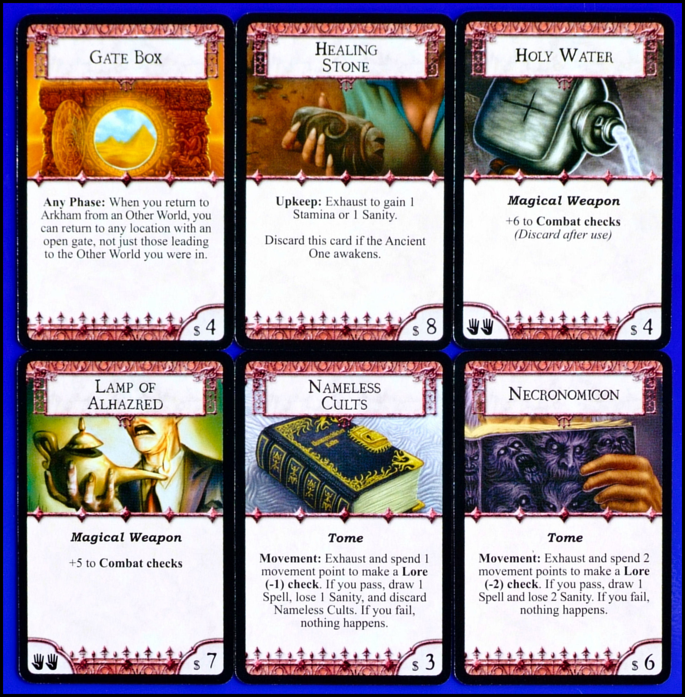 Arkham Horror - Sample Unique Equipment Cards