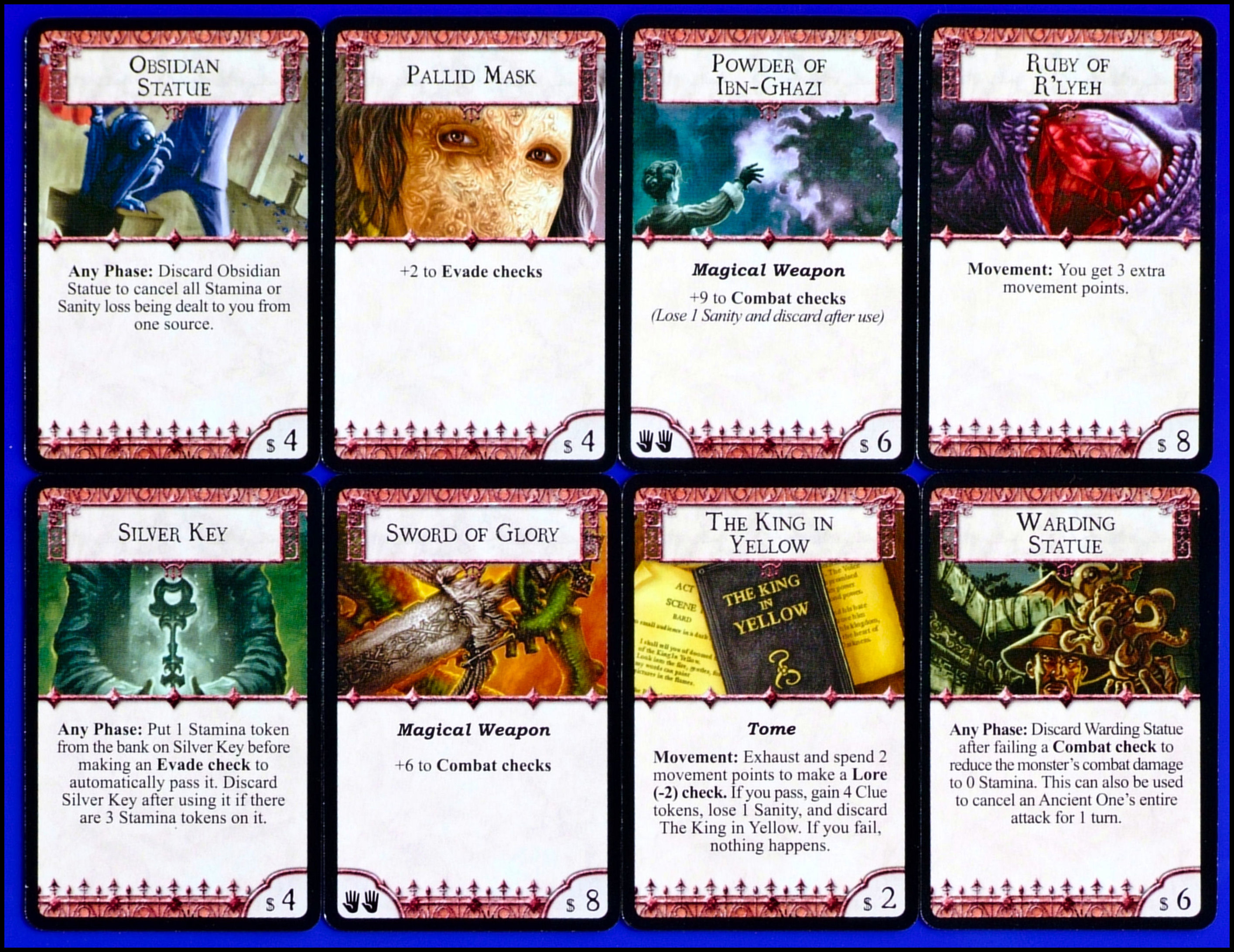 Arkham Horror - Sample Unique Equipment Cards