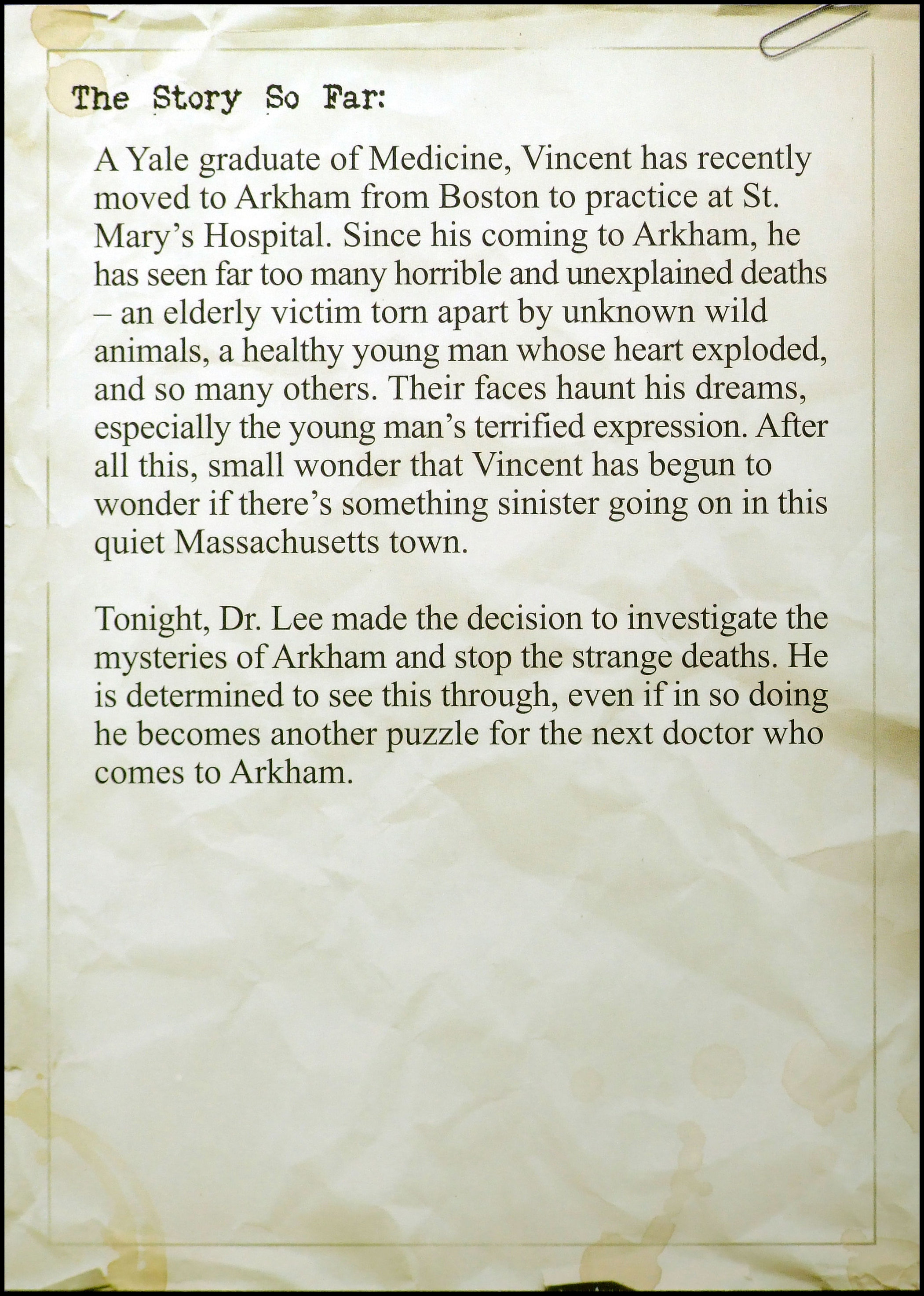 Arkham Horror - Vincent Card Back