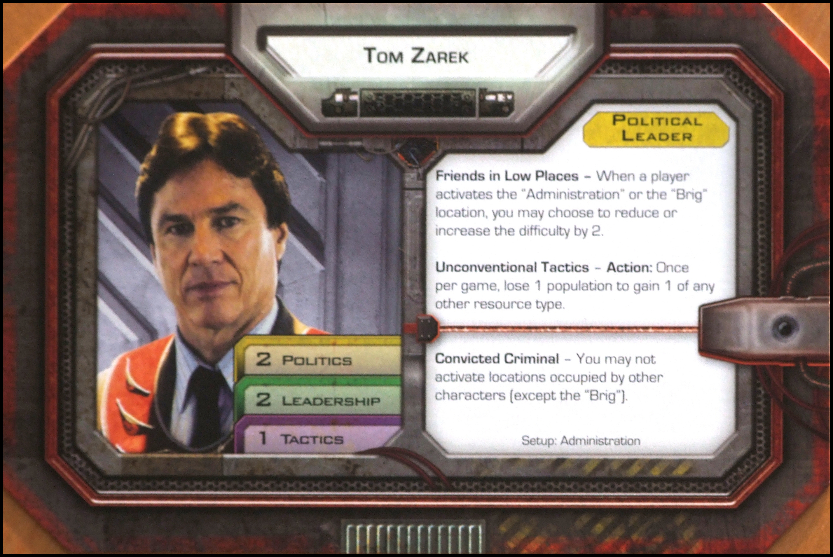 Battlestar Galactica: The Board Game - Tom Zarek Card