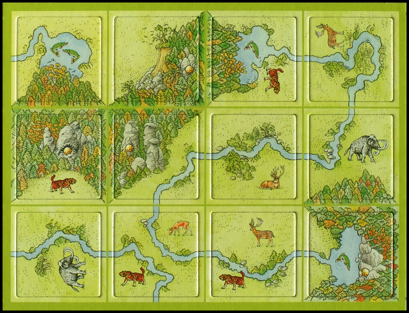 Carcassonne: Hunters And Gatherers - Tileset Showing Continuity Of Artwork