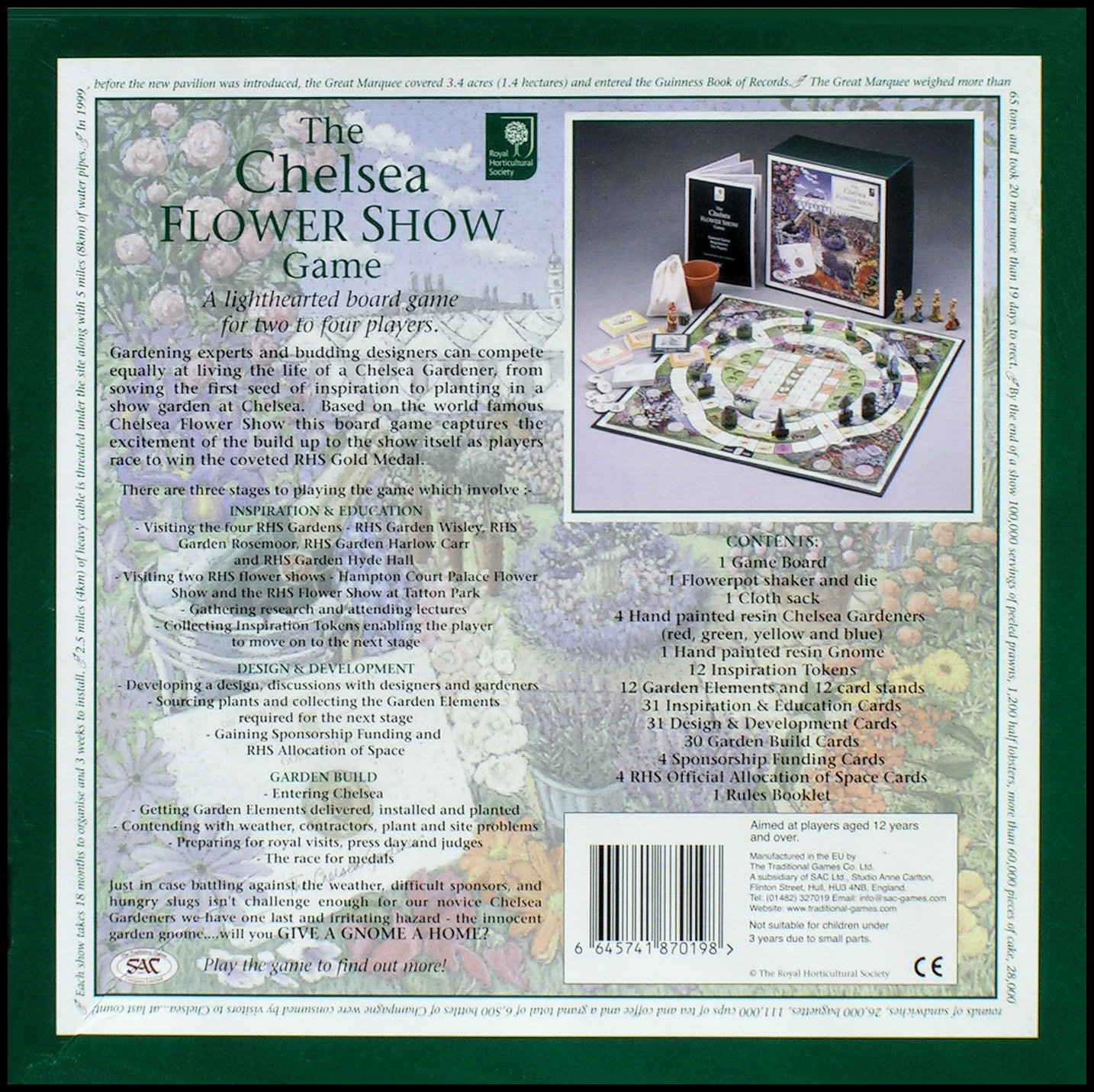 The Chelsea Flower Show Game - Box Back