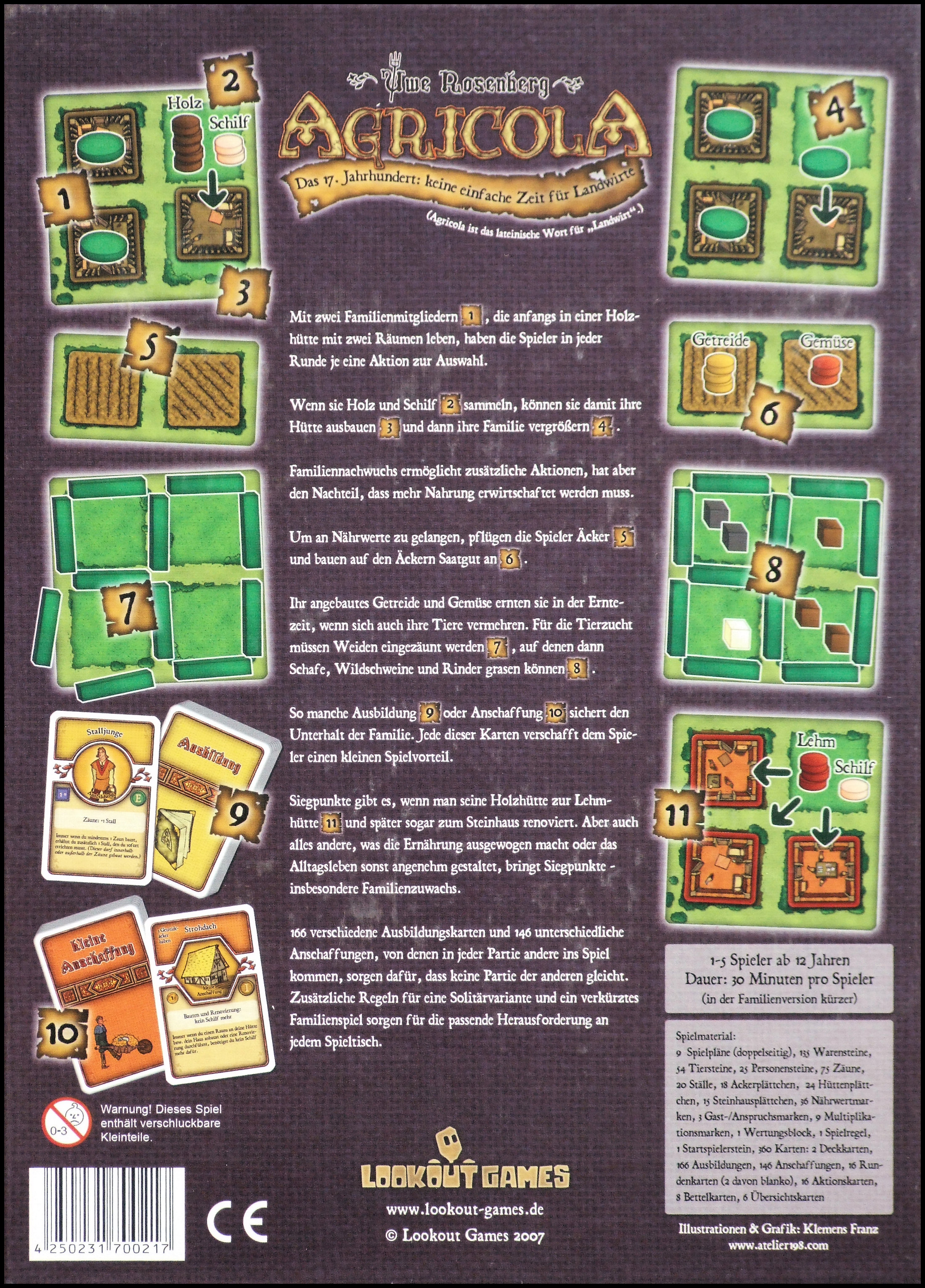 Agricola - Box Back (Lookout Games, German Edition)