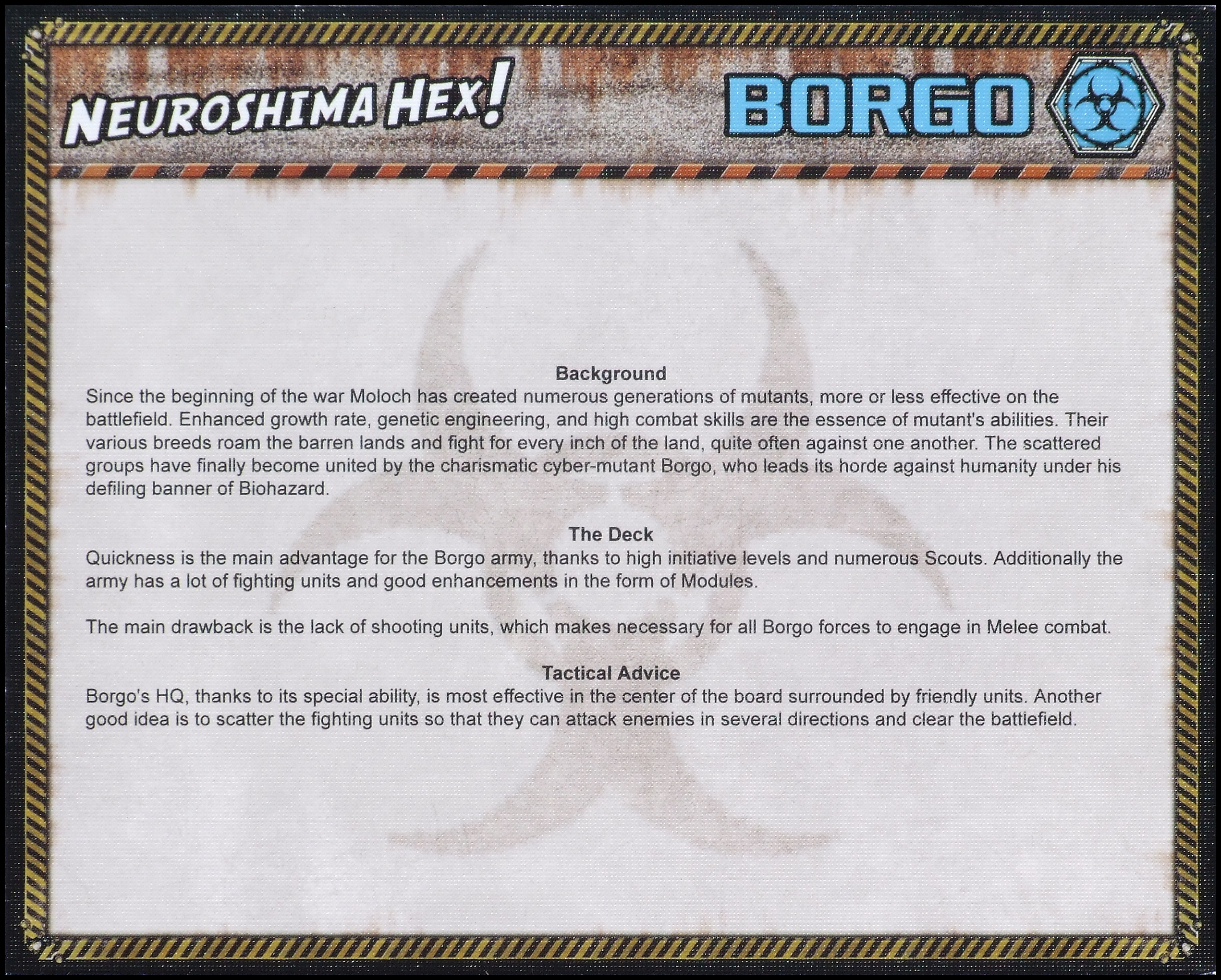 Neuroshima Hex - Borgo Card Back