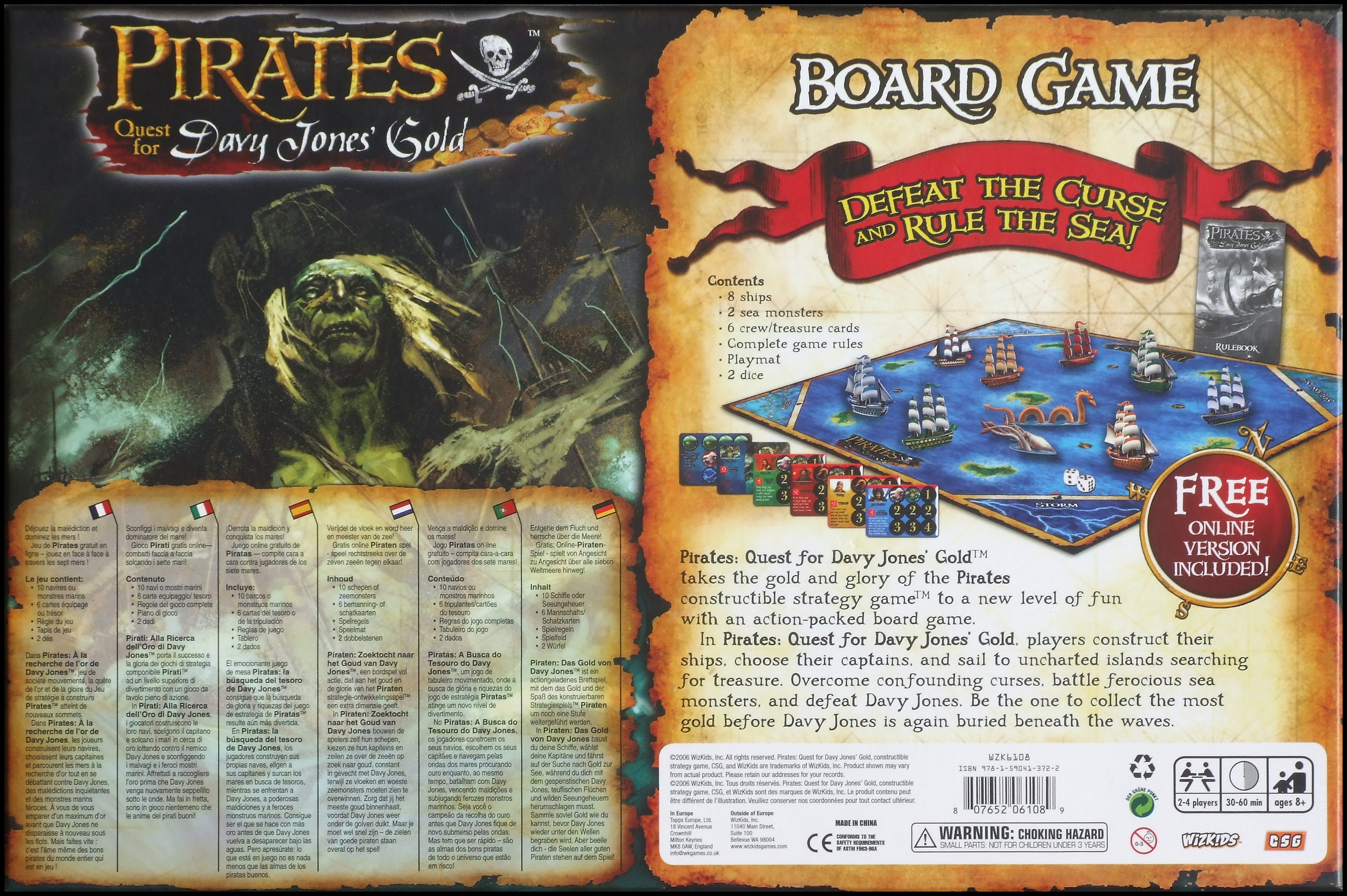 Pirates Quest For Davy Jones' Gold Board Game - Box Back